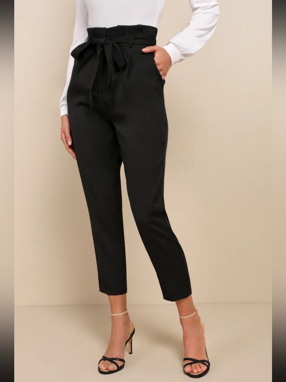 Lulus With Confidence Black Paper Bag Waist Pants
